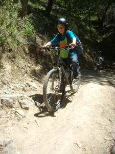Jeremy masters the rocky section of Bayview Trail at China Camp.