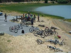 Enjoying a post ride beach experience at China Camp.